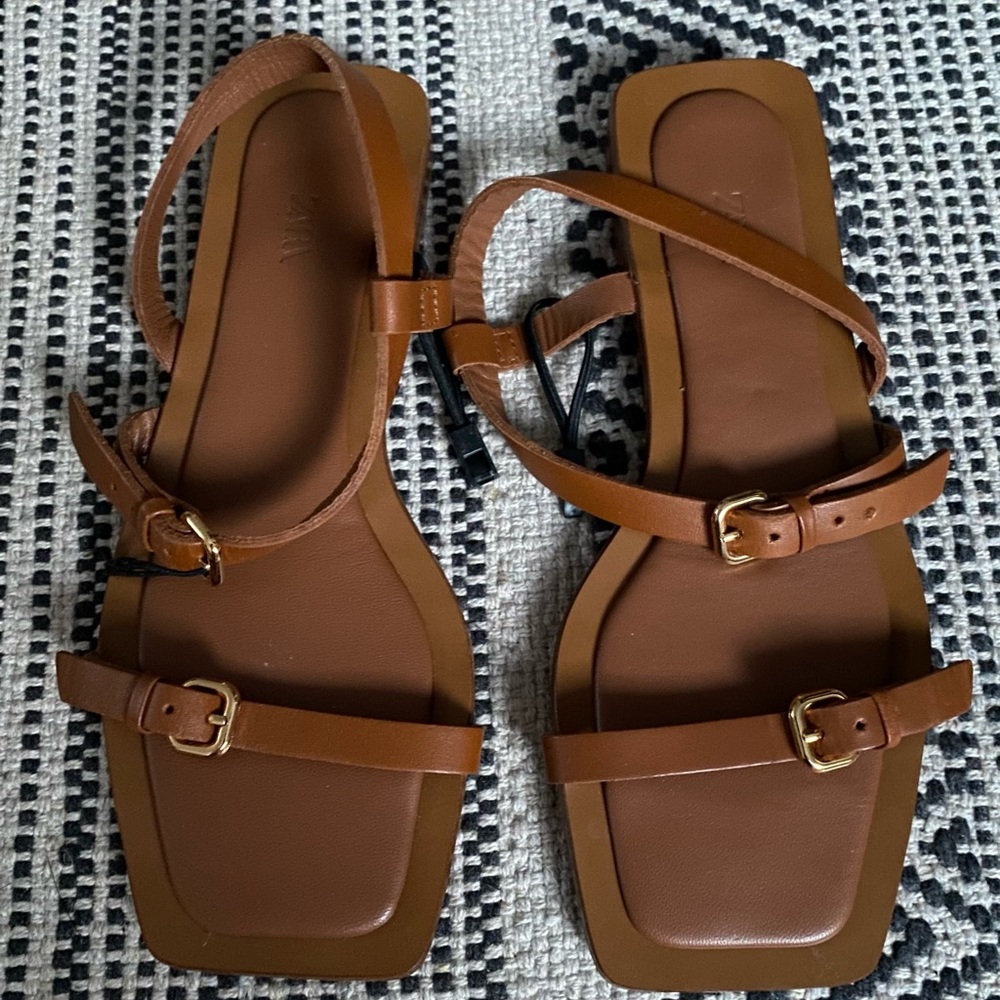 Zara Brown Strappy Sandals